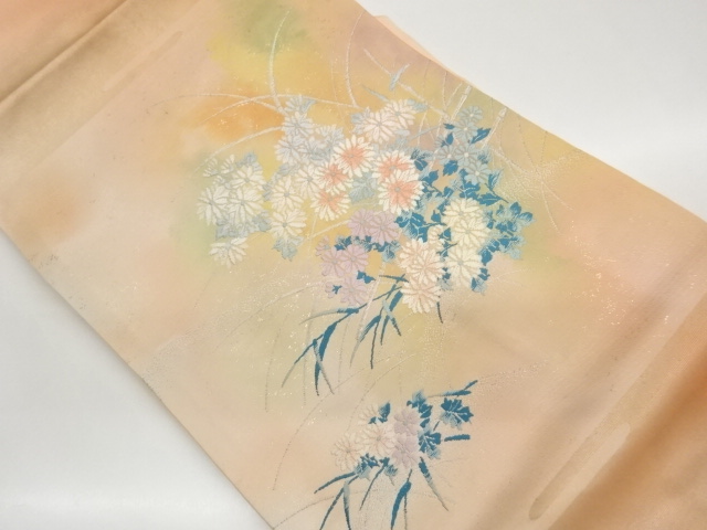 JAPANESE KIMONO / HIKIFOIL CHRYSANTHEMUM / WOVEN LAWN PATTERN NAGOYA O